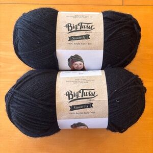 Big Twist NWT black acrylic yarn lot bundle of two skeins
